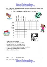 English Worksheet: One Saturday Logic Puzzle Participial Phrases