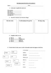 English worksheet: test preposition- a and an