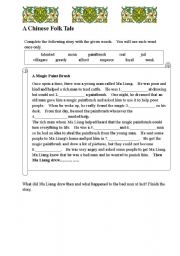 English Worksheet: A Chinese Folk Tale