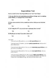 English worksheet: superstition test
