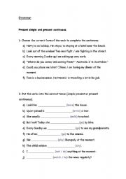 English Worksheet: Present simple vs present continuous: exercises