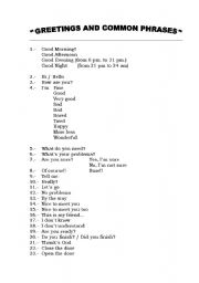 English Worksheet: Common Phrases and Greetings