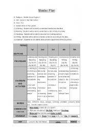 English worksheet: mater plan