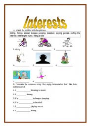 English Worksheet: Interests