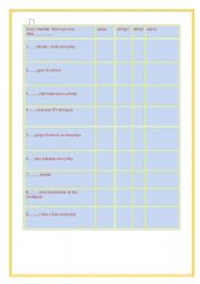 English worksheet: PRESENT SIMPLE- MINGLING PAIRS