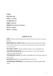 English Worksheet: sample lesson plan