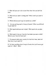 English worksheet: Used to/Be used to interview