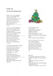 English worksheet: Christmas song- filling the gaps + comprehension questions