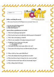 English Worksheet: The Simpsons Movie Chapters 1-8