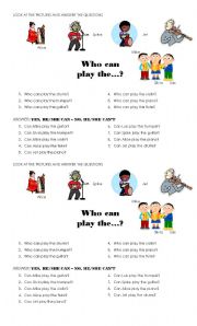 English Worksheet: who can play...?