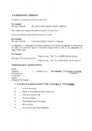 English Worksheet: expressing opinion