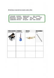 English worksheet: music