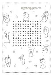 Numbers wordsearch