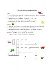 English worksheet: Fruit and Veggie Crossword