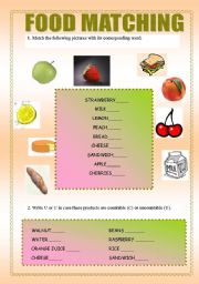 English Worksheet: food matching 