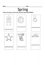 English Worksheet: Spring Rhymes