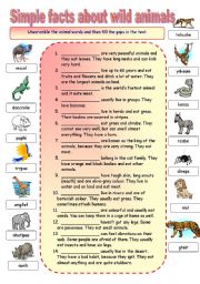 Simple facts about wild animals gap fill