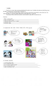 English Worksheet: Present Continuous and Possessives