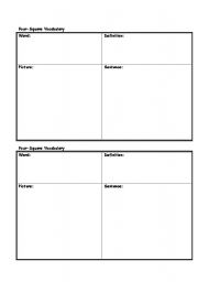 English worksheet: 4square vocabulary template