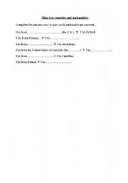 English Worksheet: Test on countries and nationalities