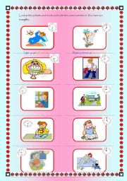 English Worksheet: Look the pictures and clock and write