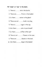English Worksheet: Choose some and any