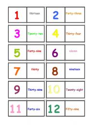 domino numbers - ESL worksheet by mirene