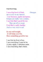 English Worksheet: A Song about Fruit!