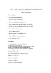 English Worksheet: Shakespeare Test