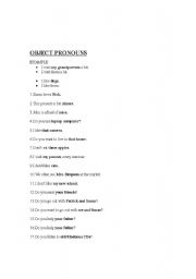 English worksheet: OBJECT PRONOUNS