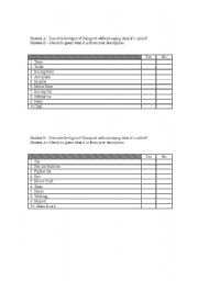 English Worksheet: Simple communication game for pairs