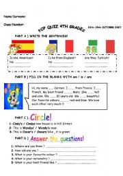 English Worksheet: COLOURFUL AND INTERESTING 4TH GARDES QUIZ:)