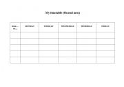 English Worksheet: my timetable