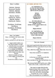 English Worksheet: Mass Hymns