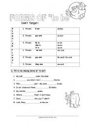 English Worksheet: Forms of 