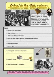 English Worksheet: School in the 19th century