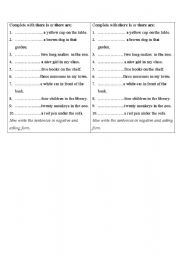 English worksheet: there is - there are