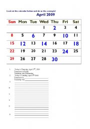 English Worksheet: days and date