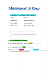 English worksheet: valentine`s day 