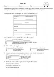 English worksheet: present simple test