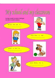 English Worksheet: my school and my classroom (possessive adjectives evaluation)