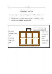 English worksheet: Vocabulary: Suitcase