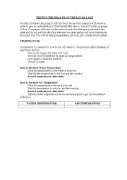 English Worksheet: Lake Measurements