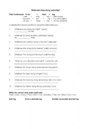 English Worksheet: Past continuous WS plus reading exercise