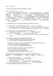 English worksheet: test paper 8th form