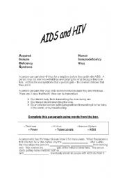 English worksheet: HIVAIDS