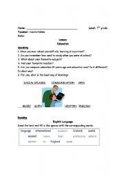 English worksheet: Lesson School