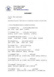 English Worksheet: Worksheet of conditional