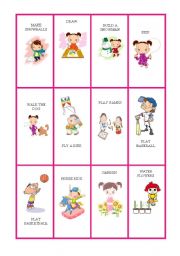 English Worksheet: cards childrens activities