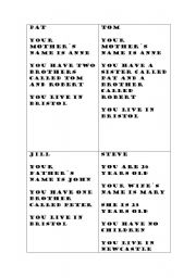 English Worksheet: family game 3